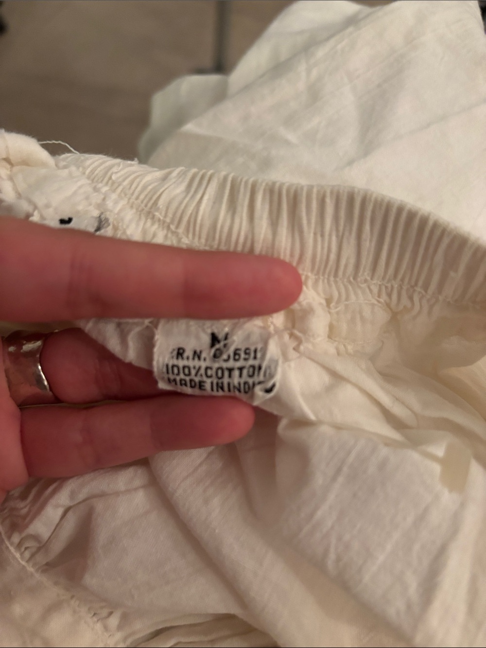 Vintage 90’s Midi Skirt M 100% Cotton‎ Lace White Embroidered Stretchy India - Picture 7 of 8
